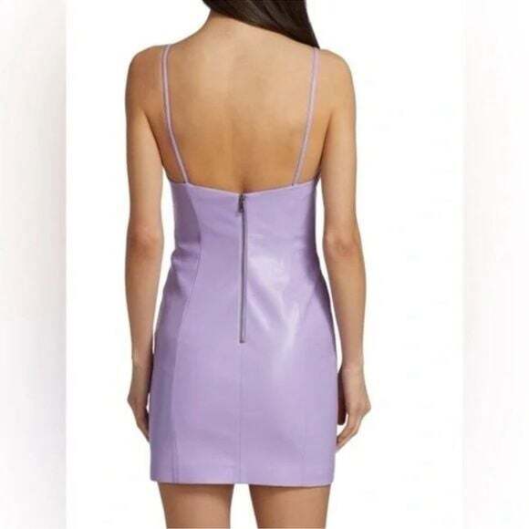 Alice + Olivia Lavender Purple Vegan Leather Mini Dress - Picture 2 of 8